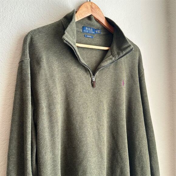 Ralph Lauren Polo Men's XL Half Zip Pullover Sweater Forest Green Long Sleeve - Picture 6 of 11
